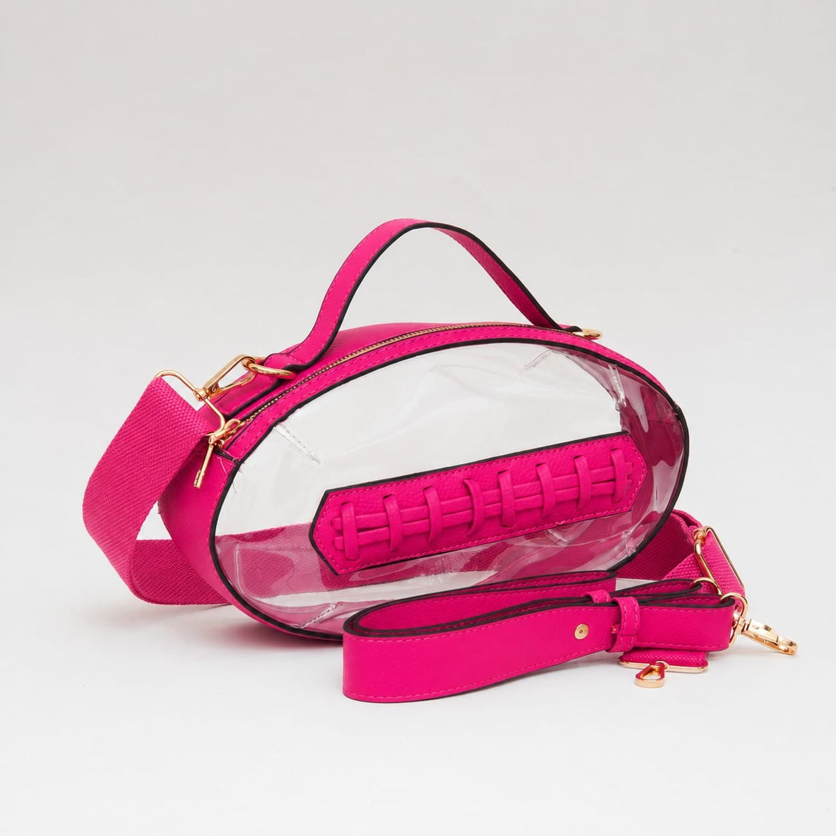 TG10695 Clear Gameday Football Stitch Detail Crossbody Bag - MiMi Wholesale
