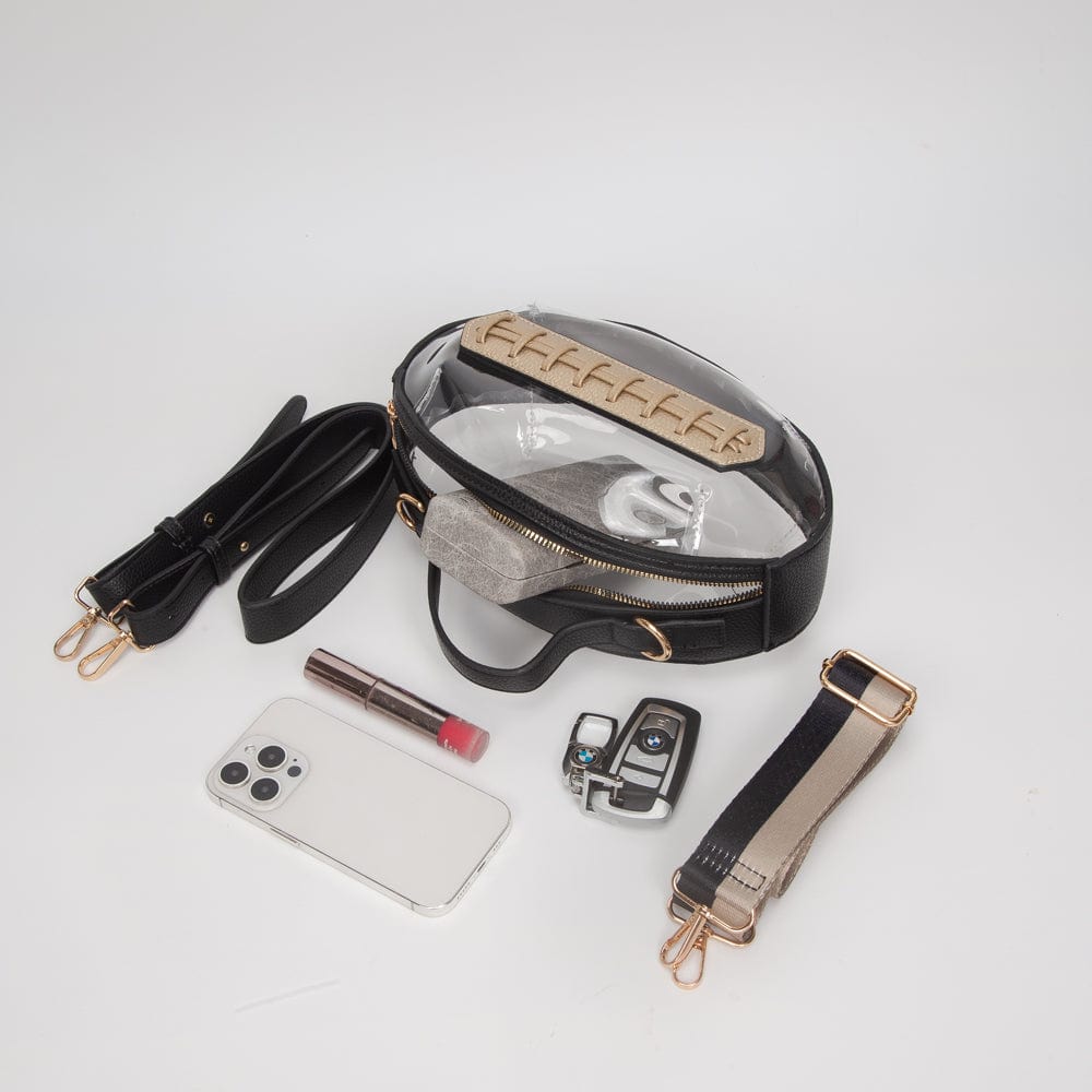 TG10695 Clear Gameday Football Stitch Detail Crossbody Bag - MiMi Wholesale