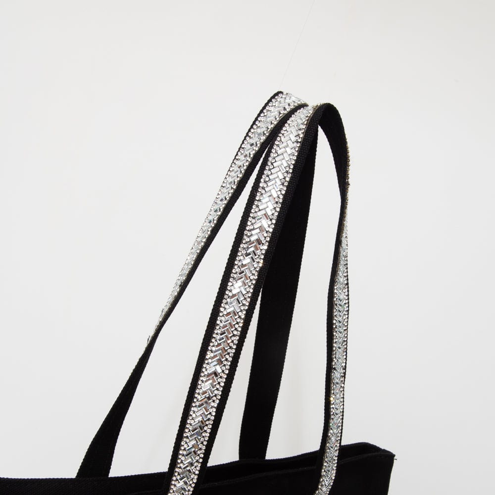 TG10812 Rhinestone Detail Canvas Tote Bag - MiMi Wholesale