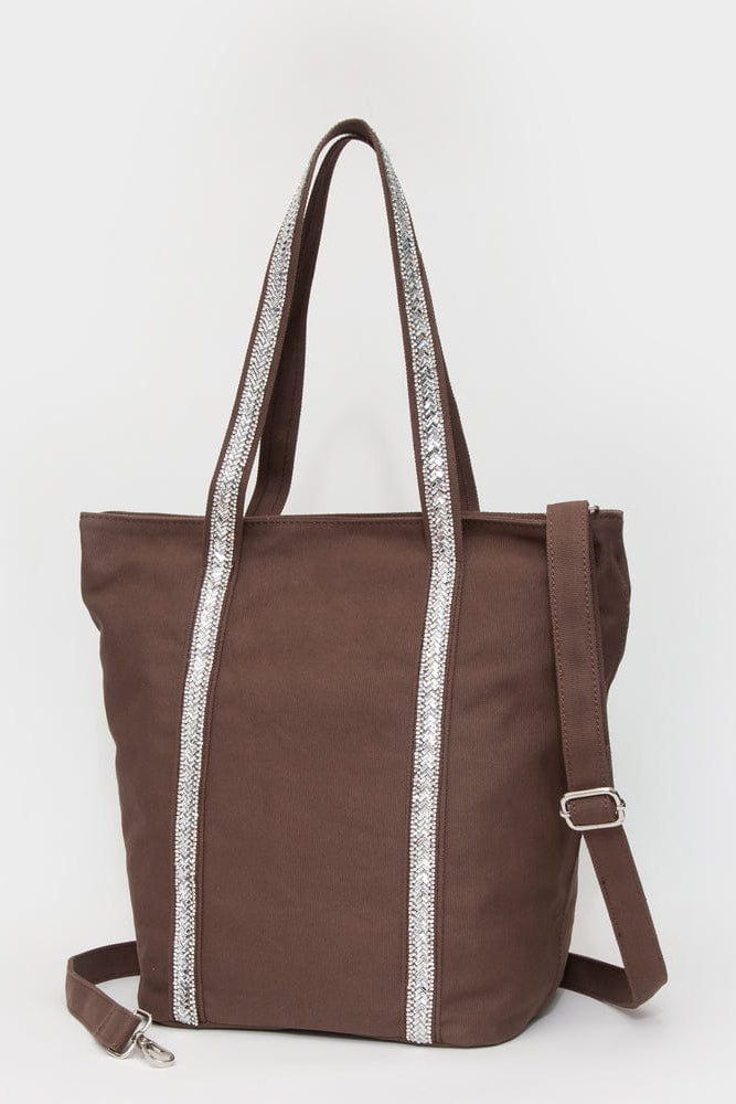 TG10812 Rhinestone Detail Canvas Tote Bag - MiMi Wholesale