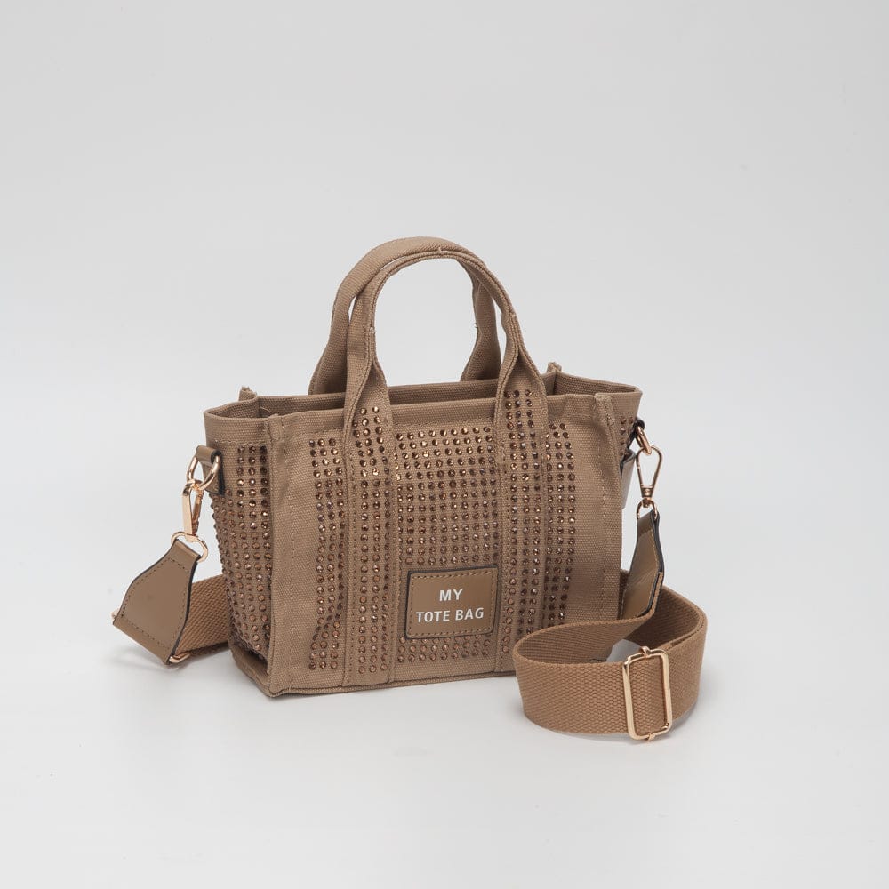TG10862 Rhinestone Canvas Mini Tote/Crossbody Bag - MiMi Wholesale