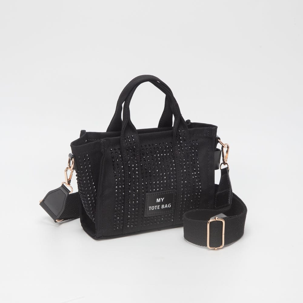 TG10862 Rhinestone Canvas Mini Tote/Crossbody Bag - MiMi Wholesale