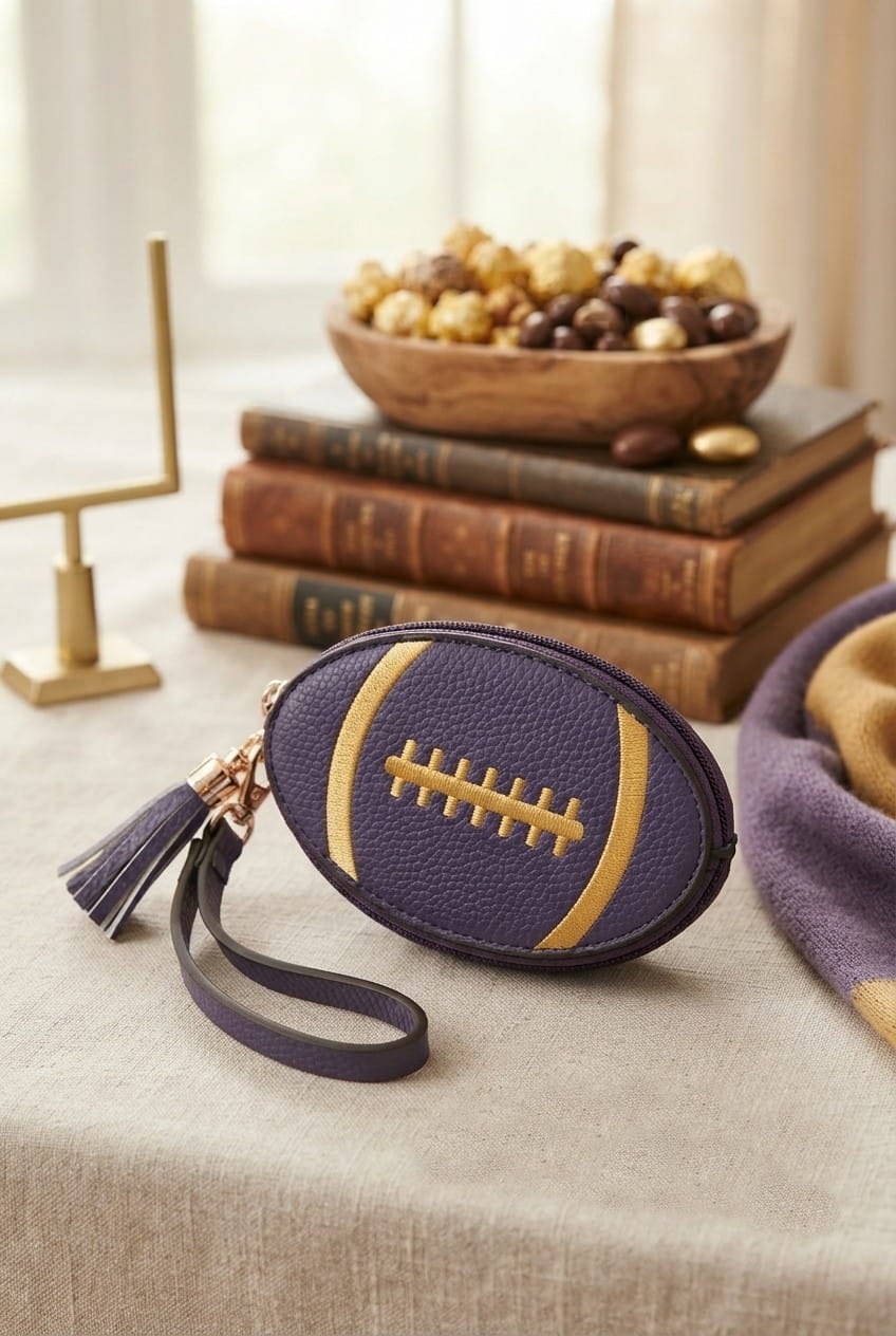 TG10875 Football Wristlet Coin Pouch with Tassel - MiMi Wholesale