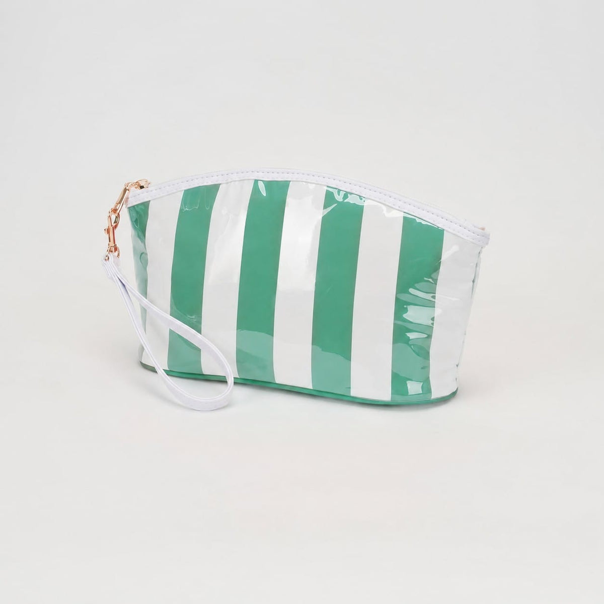 TG10907 Sylvia Stripe Glossy Makeup Bag with Wrist Strap - MiMi Wholesale