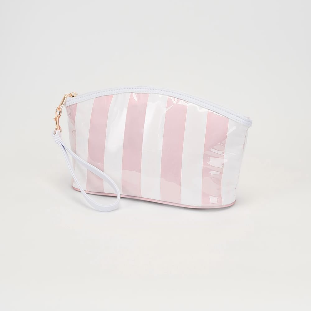 TG10907 Sylvia Stripe Glossy Makeup Bag with Wrist Strap - MiMi Wholesale