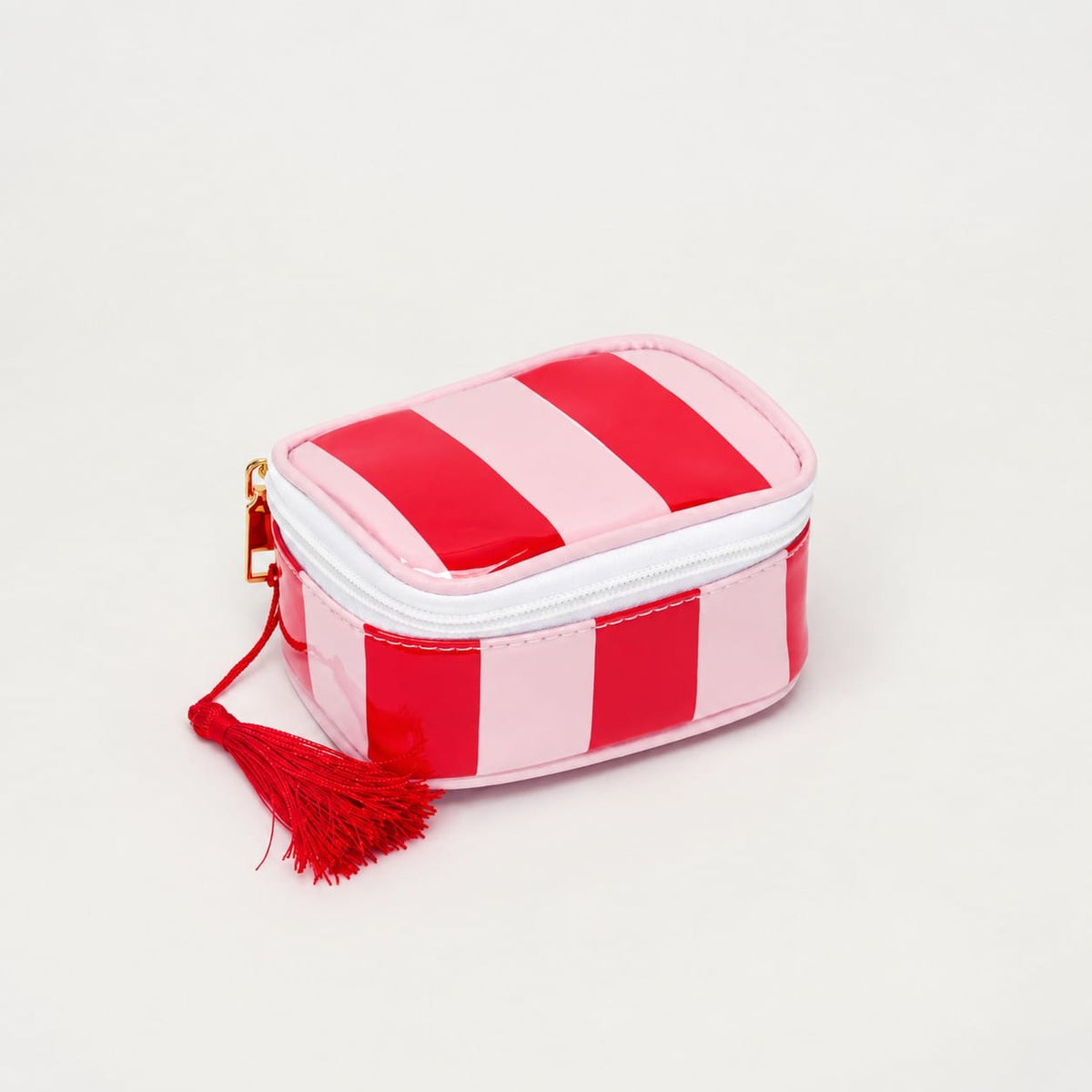 TG10909 Caroline Stripe Clear Coated Travel Jewelry Case - MiMi Wholesale