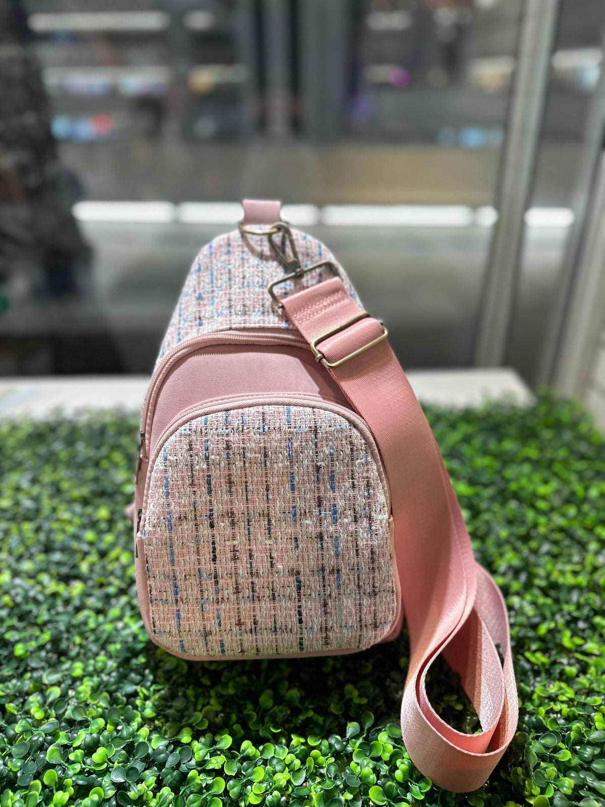 TW768 Tweed Sling Bag - MiMi Wholesale
