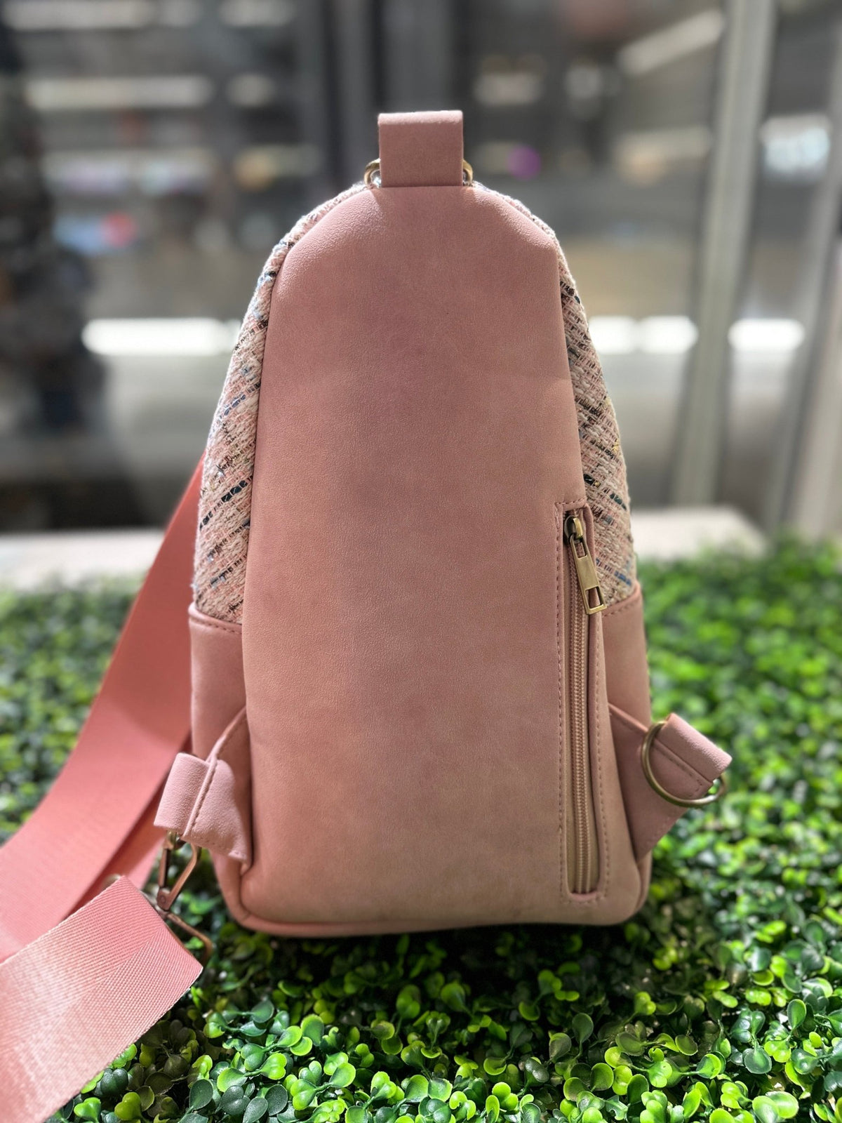 TW768 Tweed Sling Bag - MiMi Wholesale