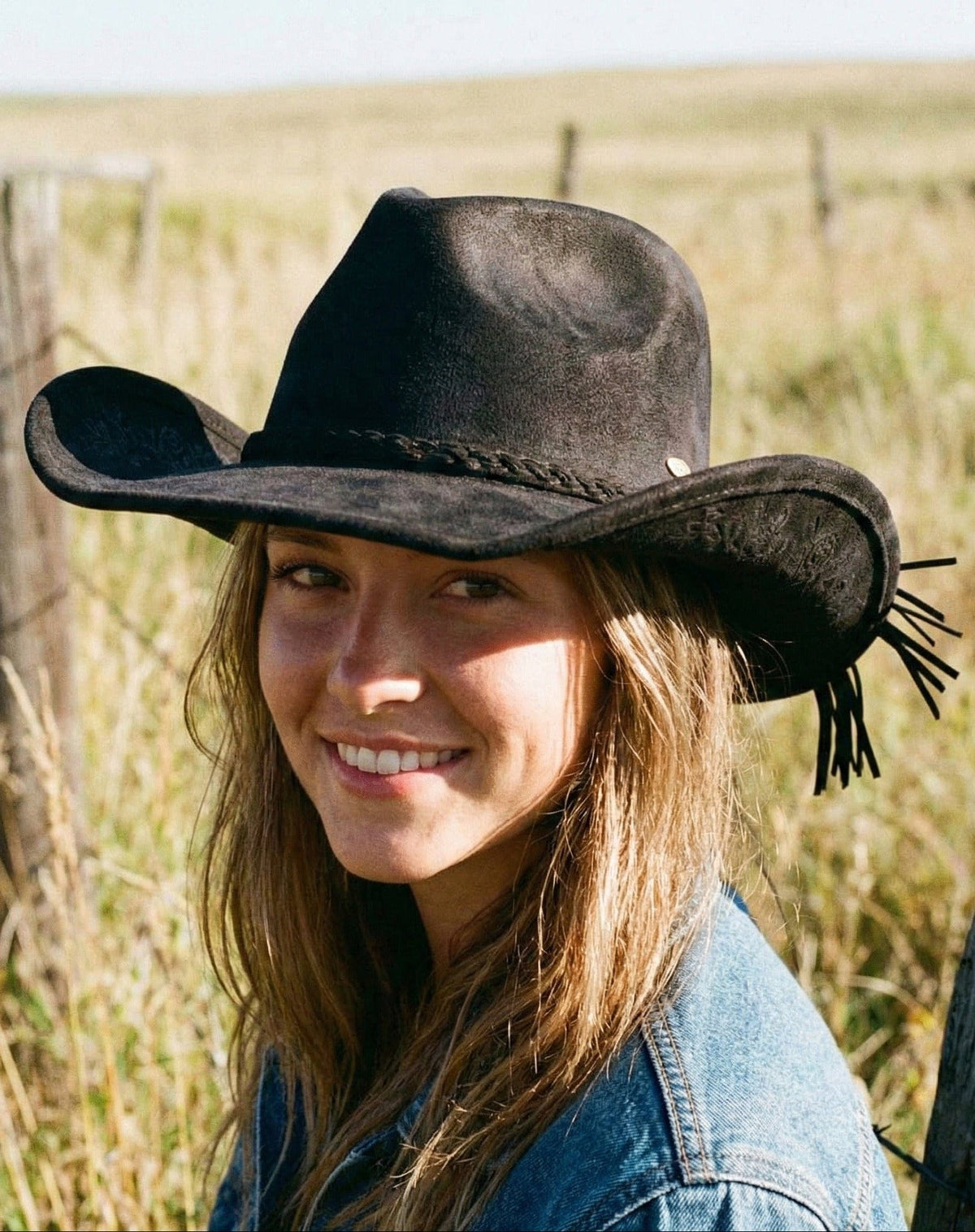 VCC0091 Floral Embroidery Suede Cowboy Hat - MiMi Wholesale