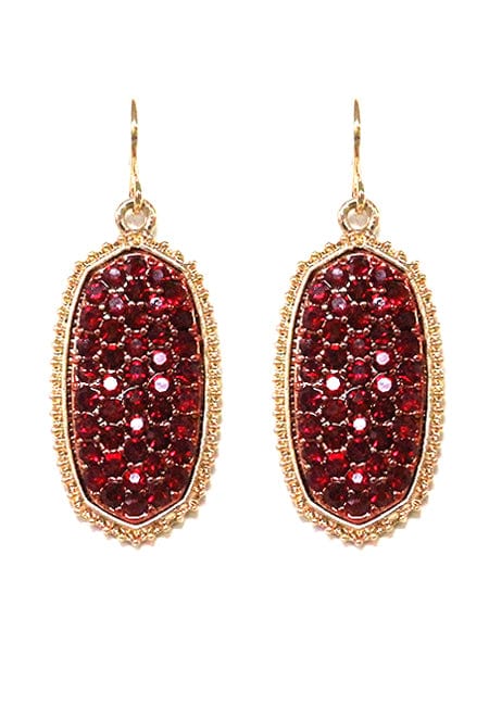 VE1550 Pave Rhinestone Oval Hexagon Drop Earrings - MiMi Wholesale