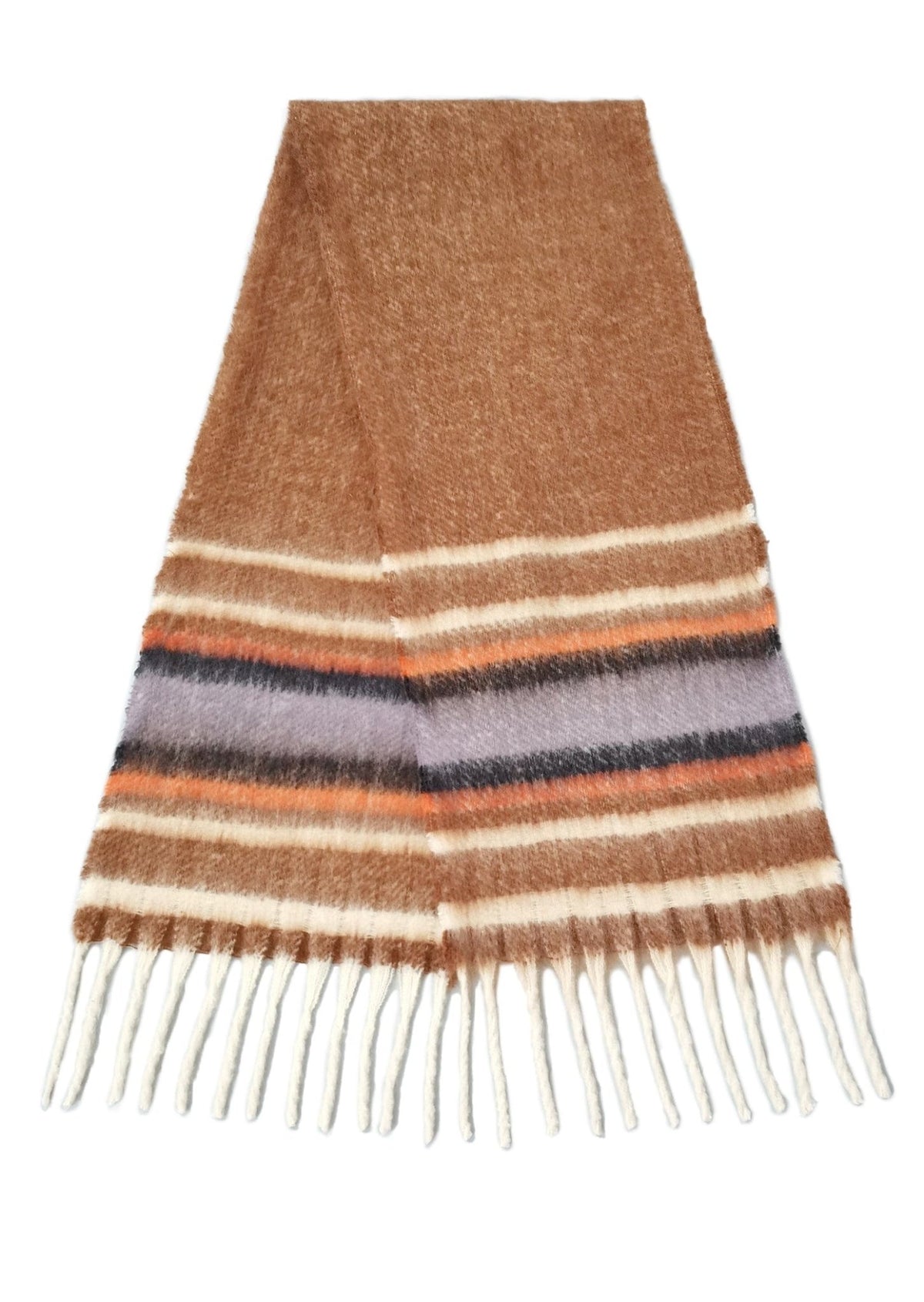 WCL120078 Cierra Multi Stripe Cozy Scarf With Fringe - MiMi Wholesale
