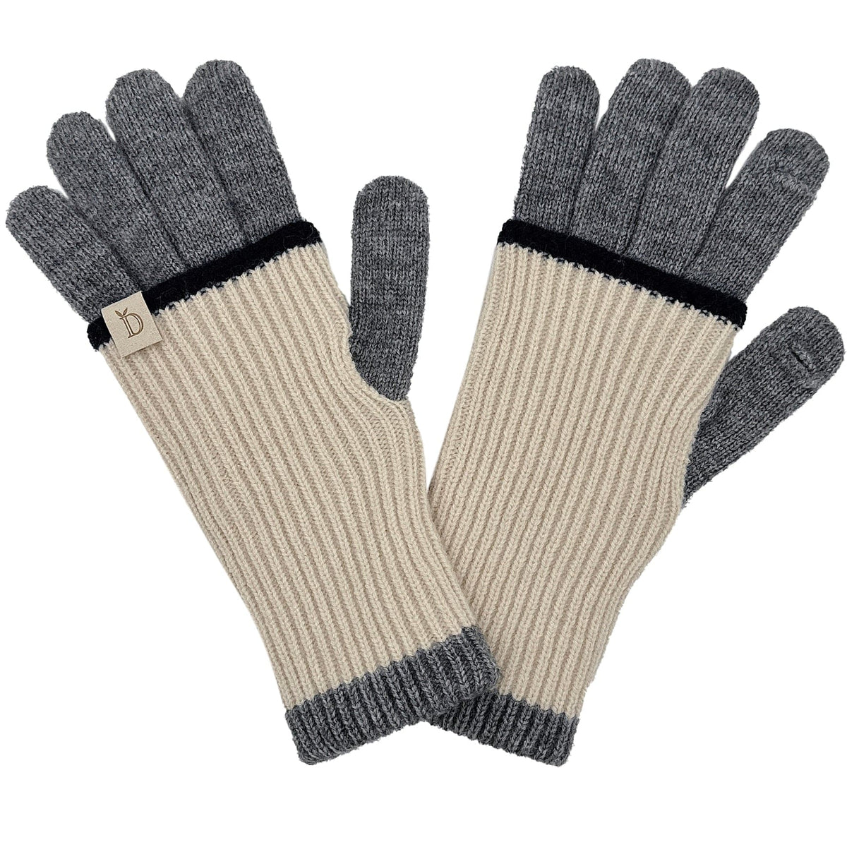 WGG520129 Color Block Layered Knit Gloves - MiMi Wholesale
