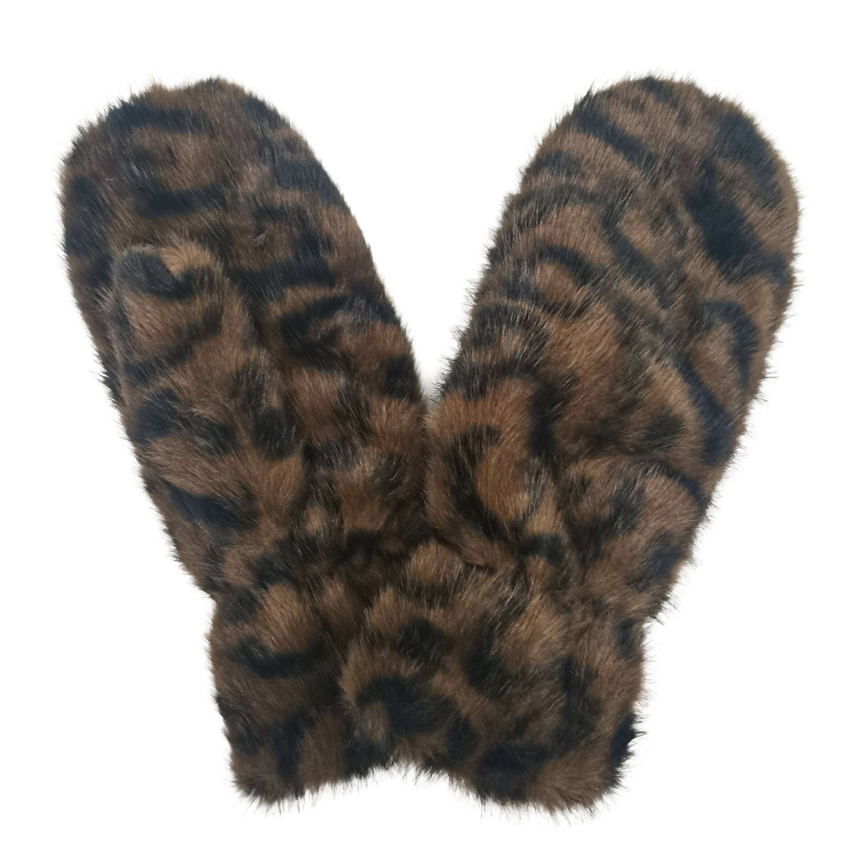 WGMS645 Anna Leopard Fur Mittens - MiMi Wholesale