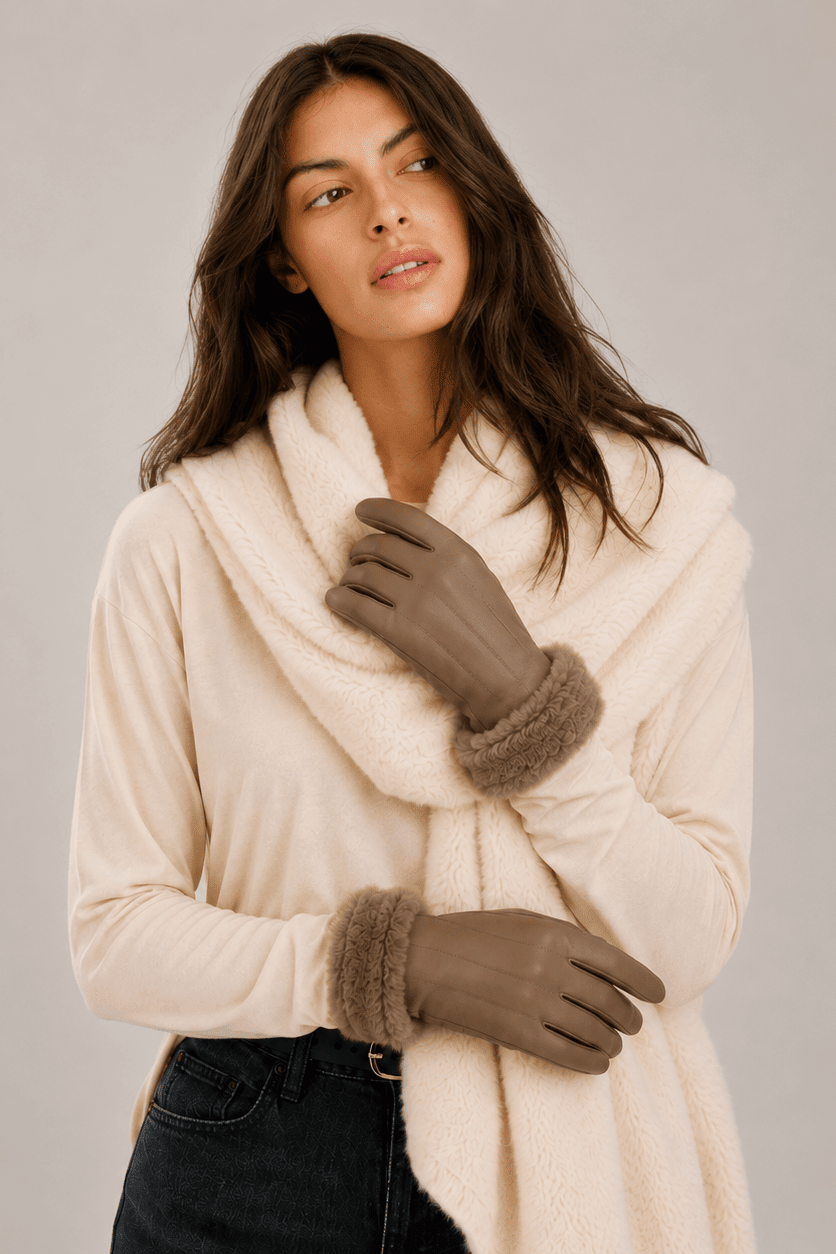 WGTS654 Sammy Fur Cuff Gloves - MiMi Wholesale
