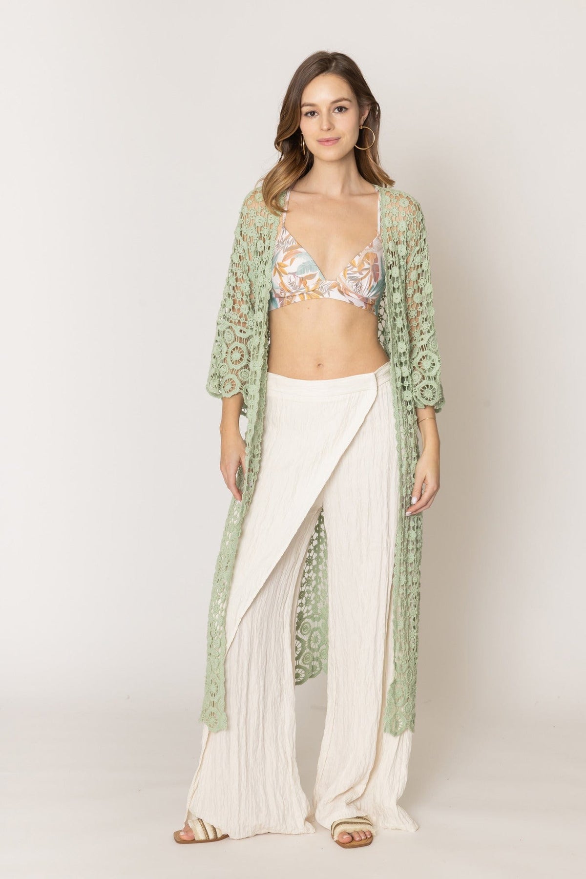 WLC310155 Belinda Crochet Kimono - MiMi Wholesale
