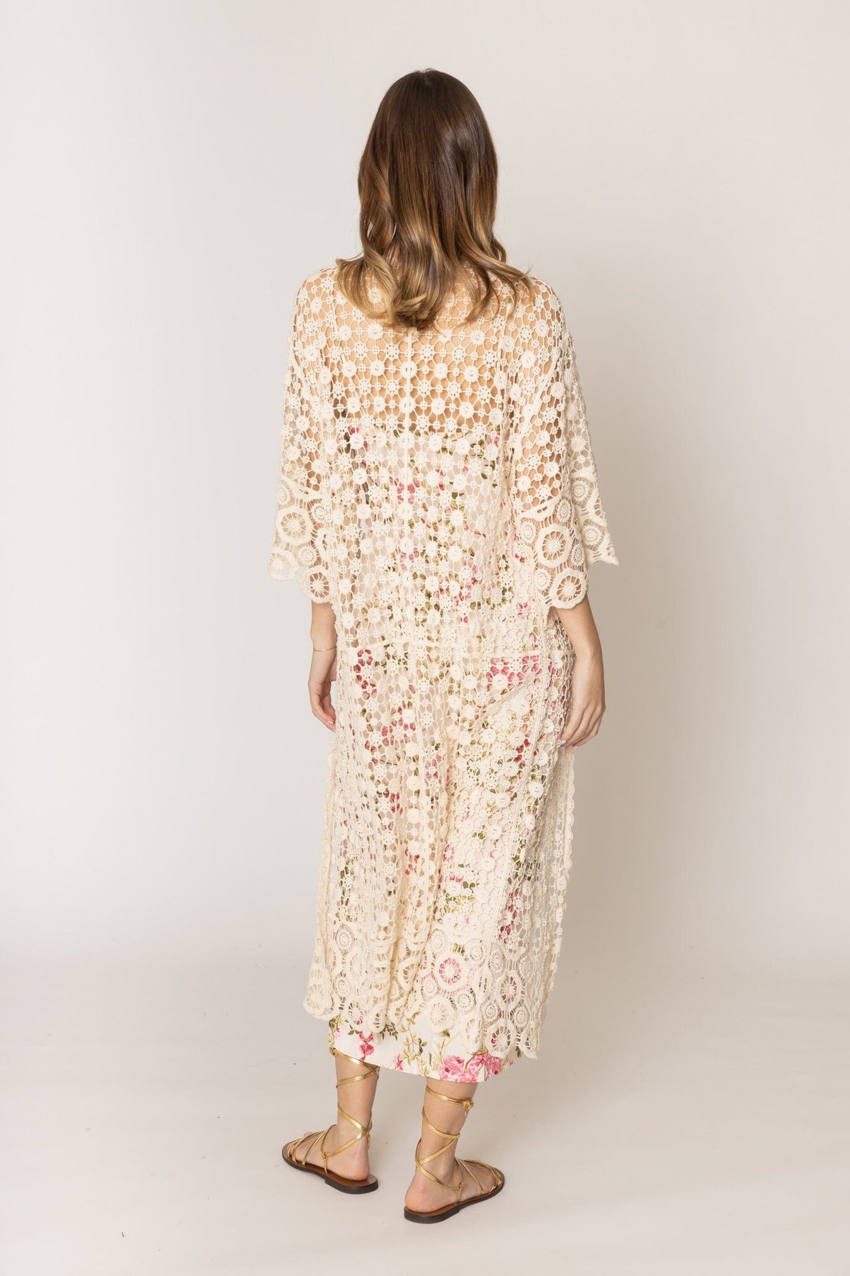 WLC310155 Belinda Crochet Kimono - MiMi Wholesale