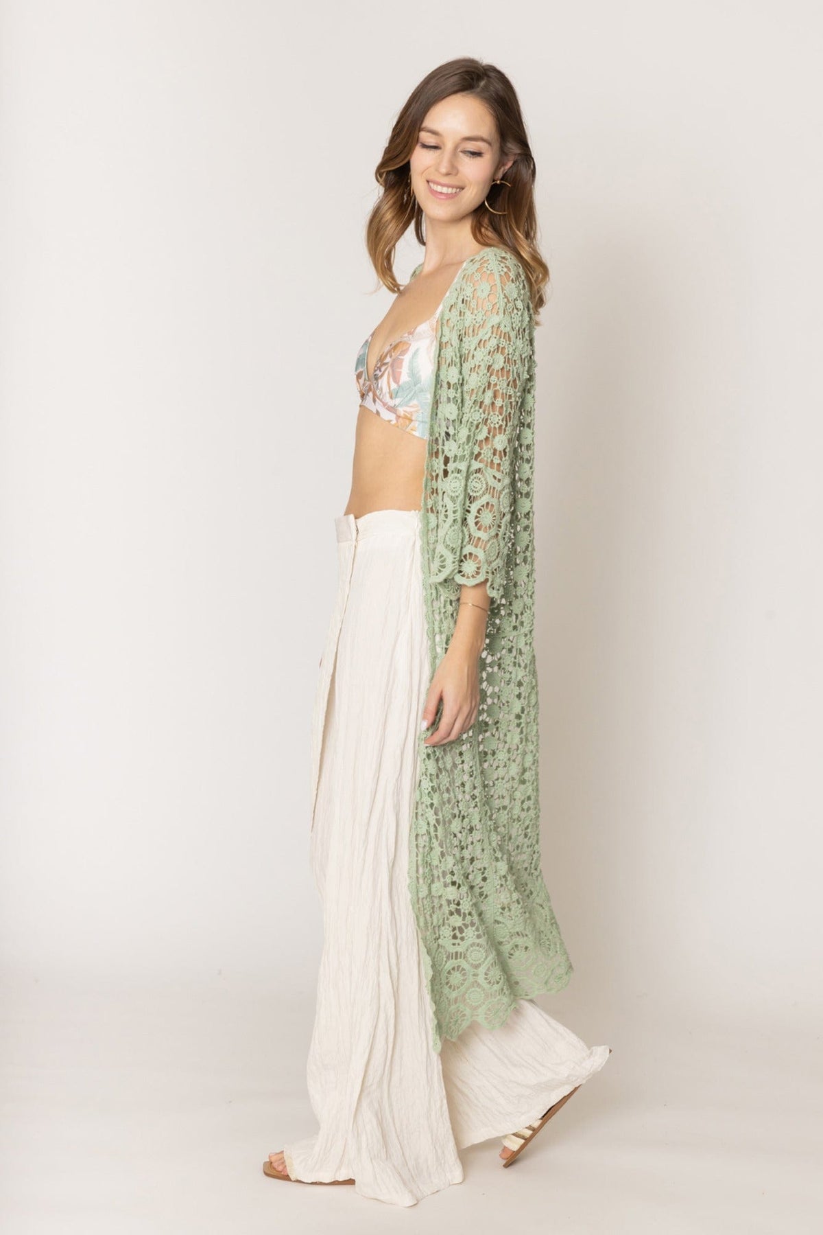 WLC310155 Belinda Crochet Kimono - MiMi Wholesale