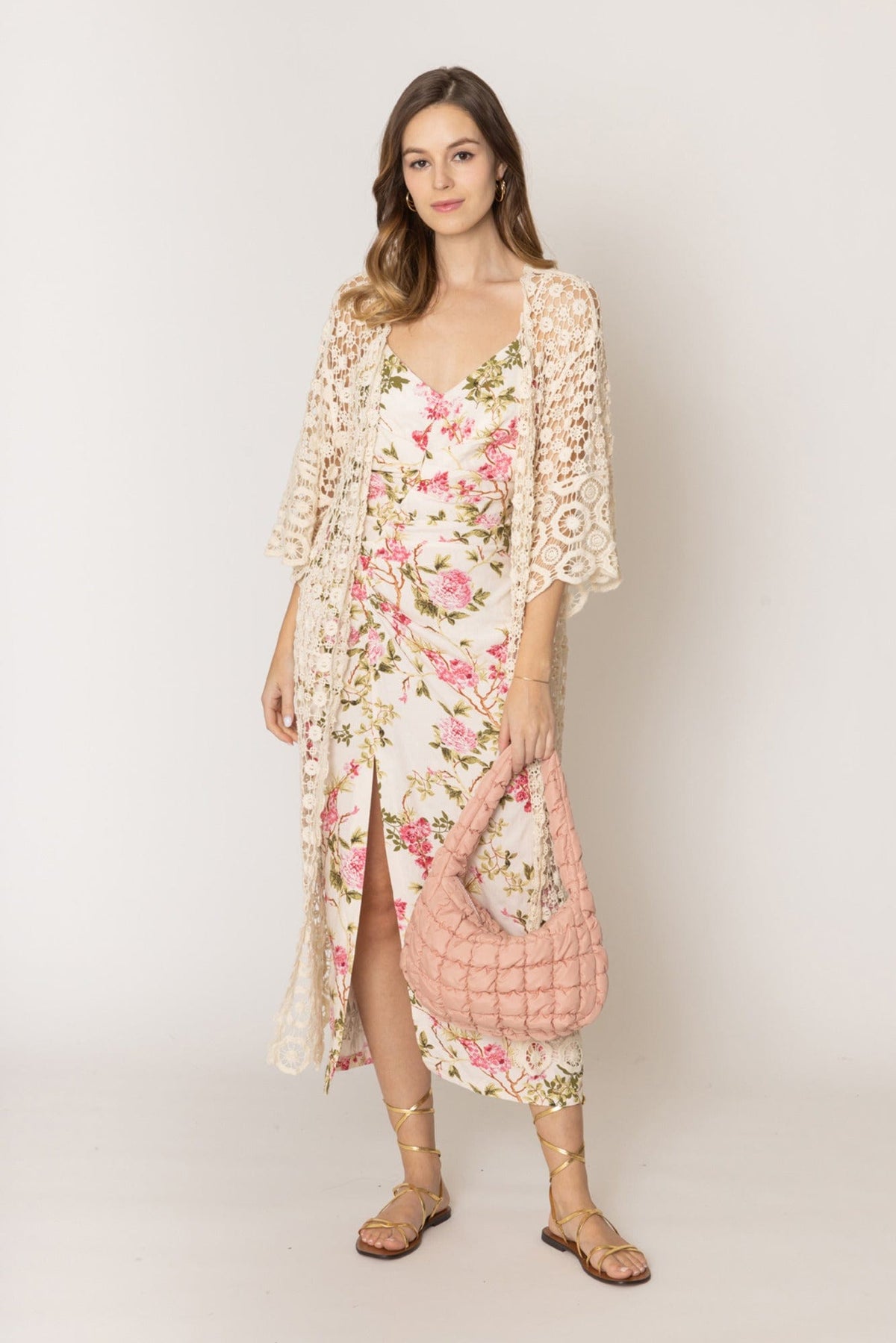 WLC310155 Belinda Crochet Kimono - MiMi Wholesale