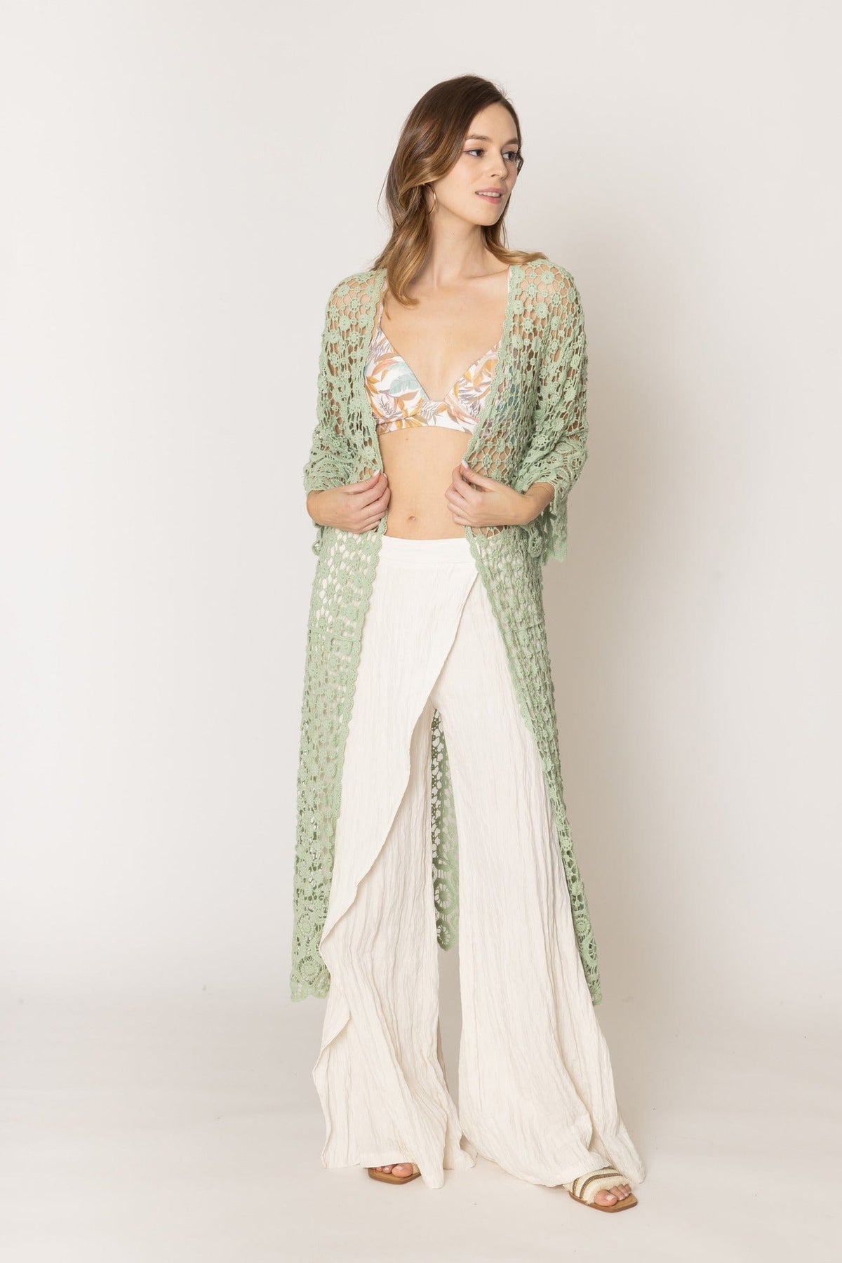 WLC310155 Belinda Crochet Kimono - MiMi Wholesale