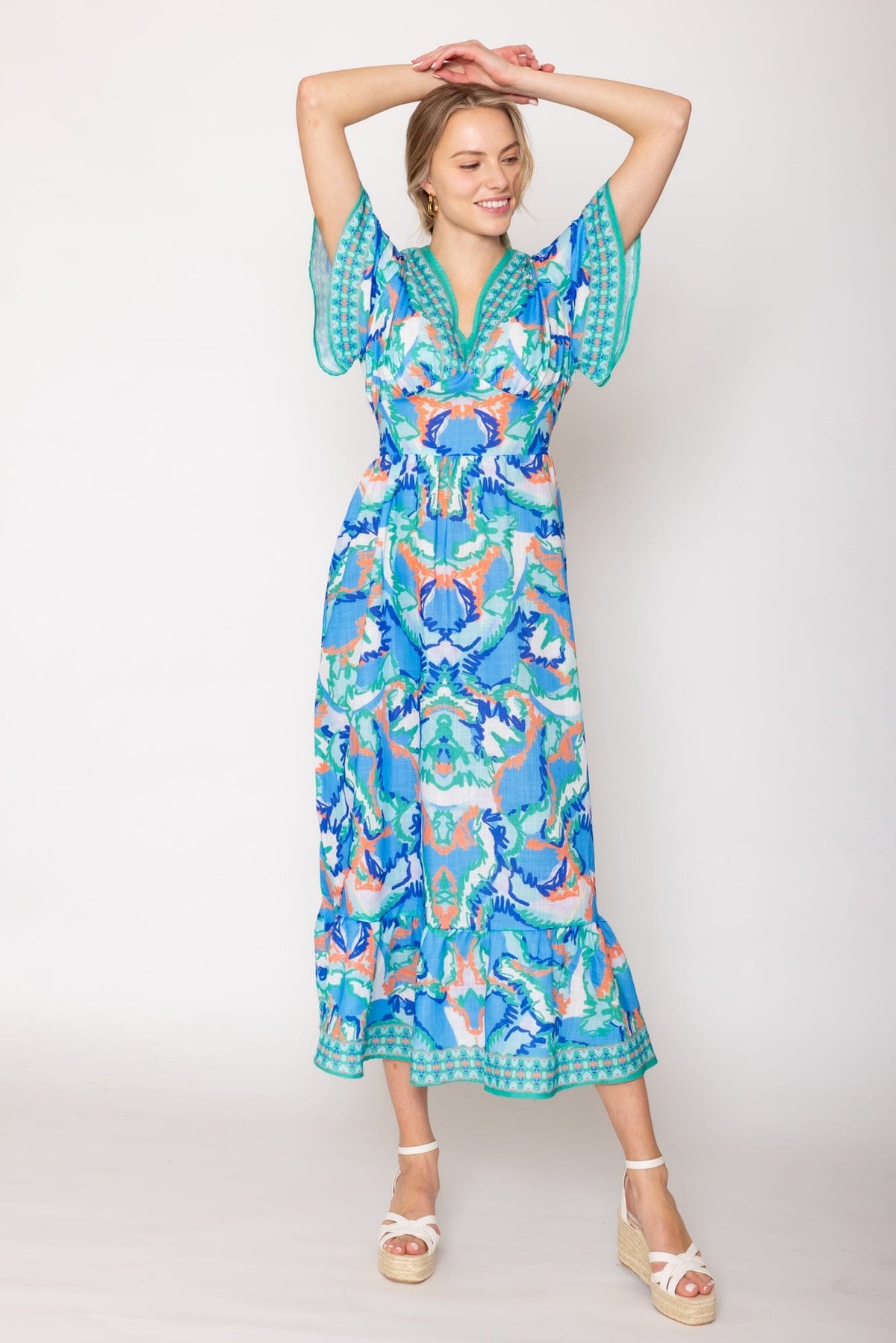 WLD510098 Abstract Print Long Dress - MiMi Wholesale