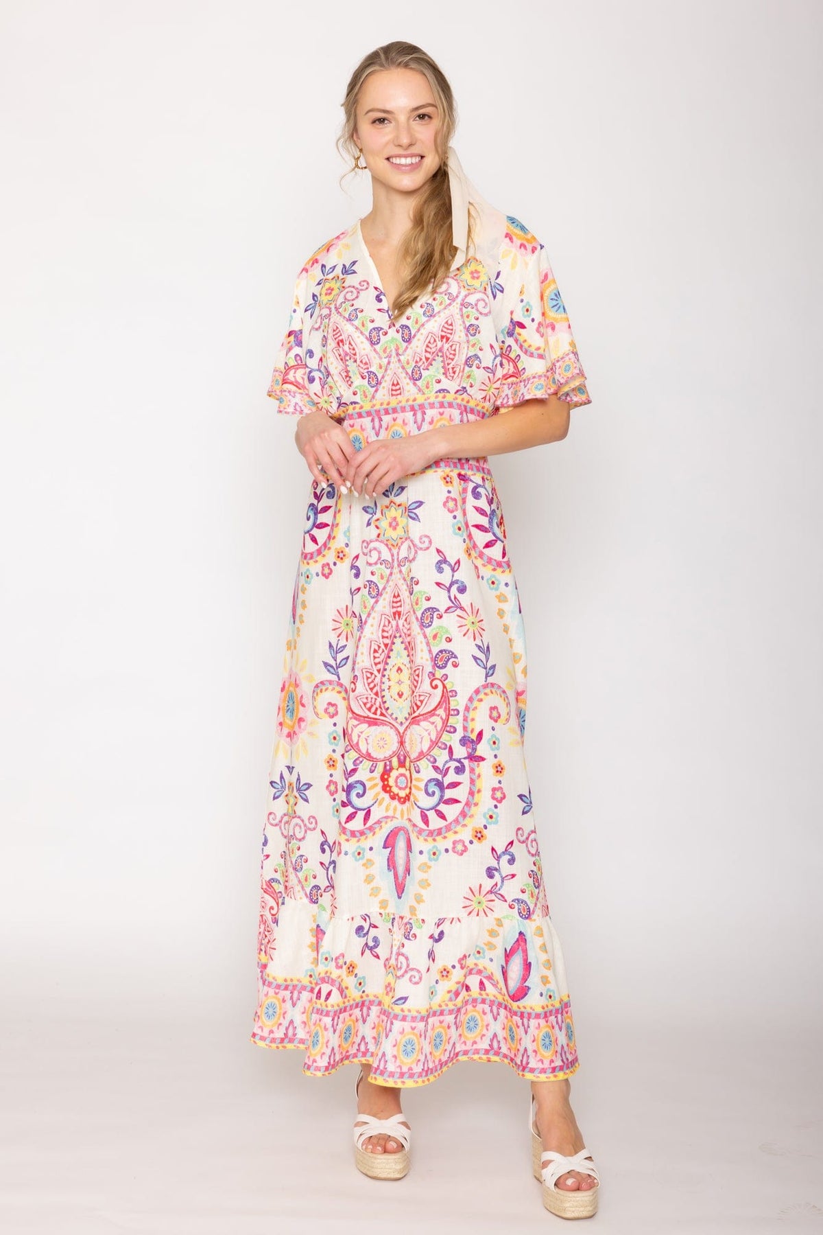 WLD510099 Paisley Print Long Dress - MiMi Wholesale