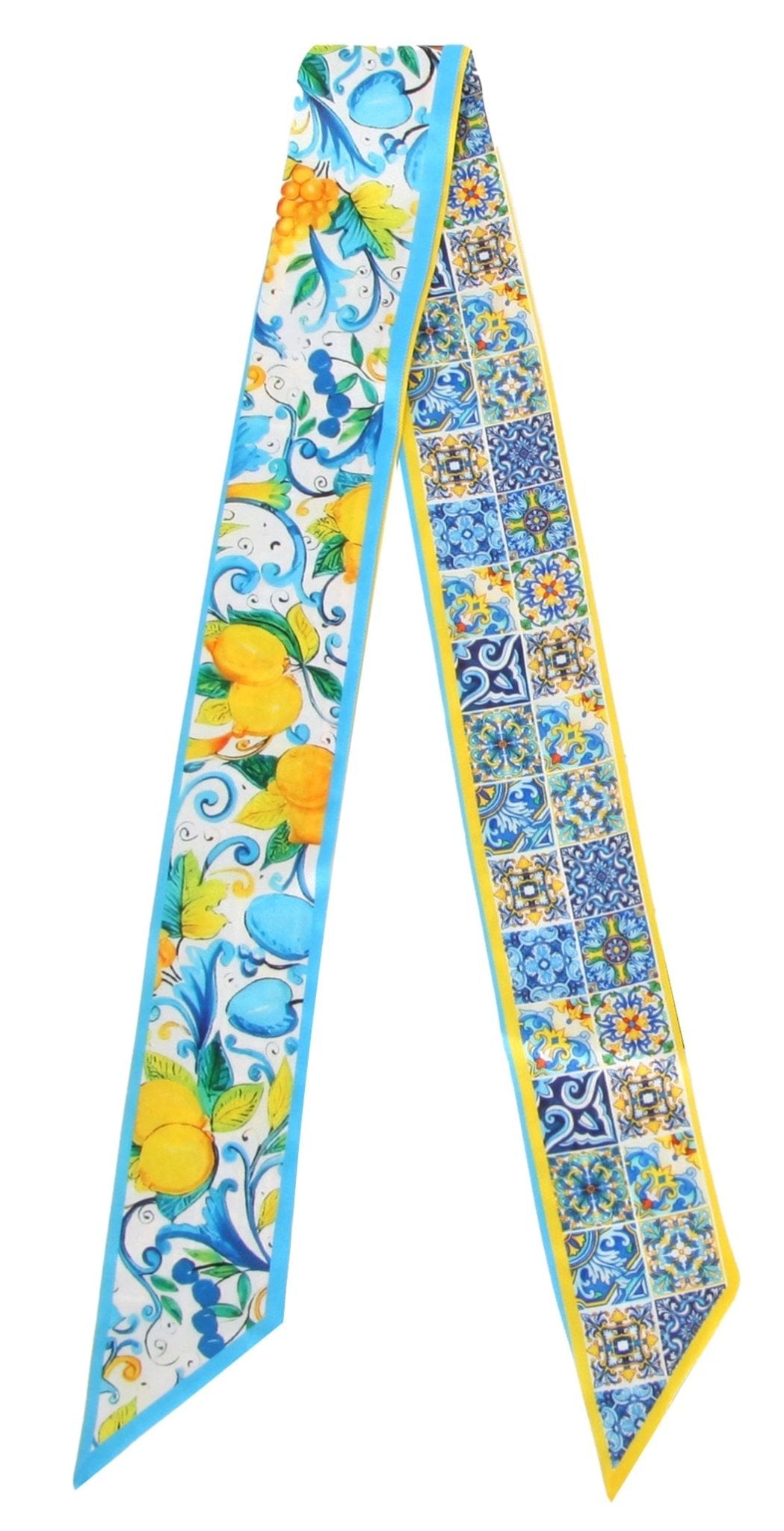 WLLS200 Lemon Patchwork Skinny Scarf - MiMi Wholesale