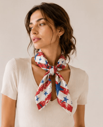 WLQS300 Vintage Star Print Square Scarf - MiMi Wholesale