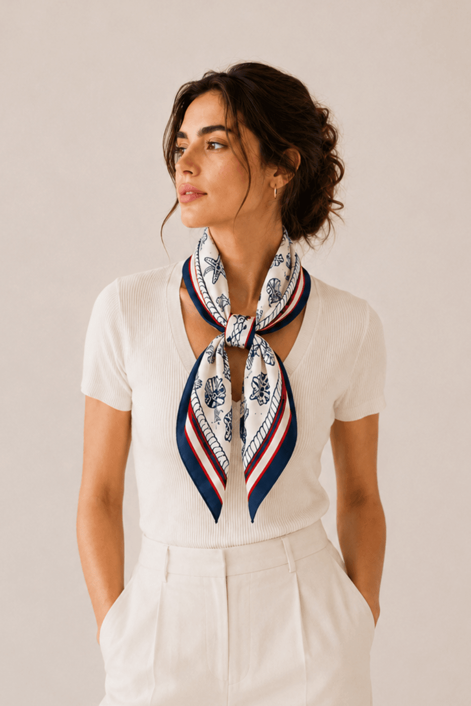 WLQS400 Sea Print Square Scarf - MiMi Wholesale