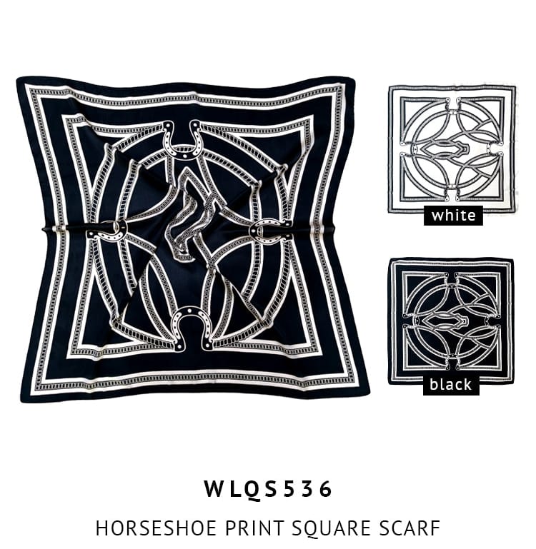 WLQS536 Horseshoe Print Square Scarf - MiMi Wholesale