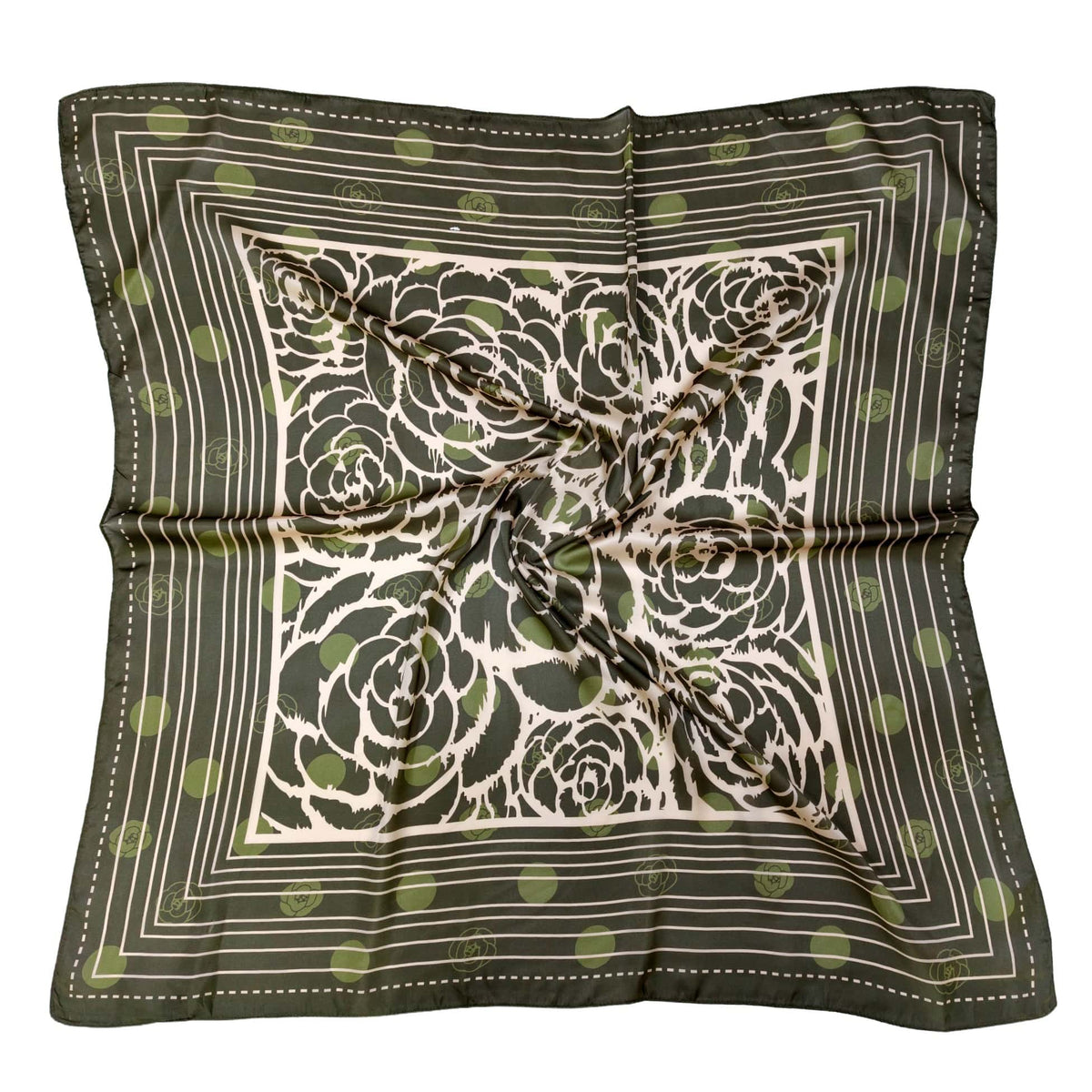 WLQS554 Rose Border Print Square Scarf - MiMi Wholesale