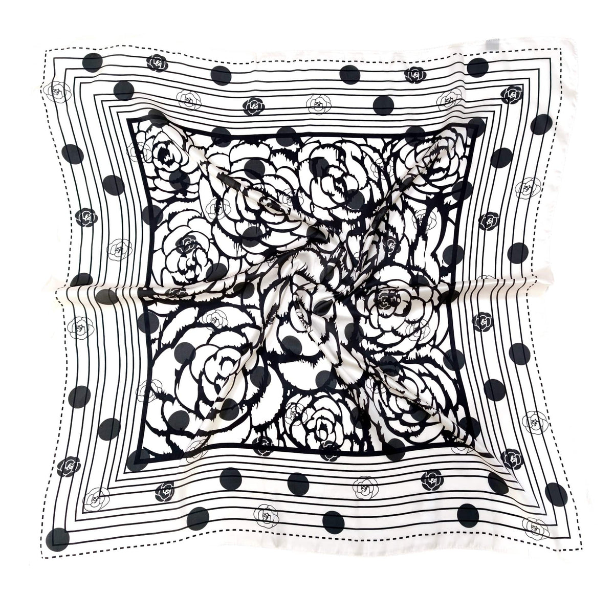 WLQS554 Rose Border Print Square Scarf - MiMi Wholesale