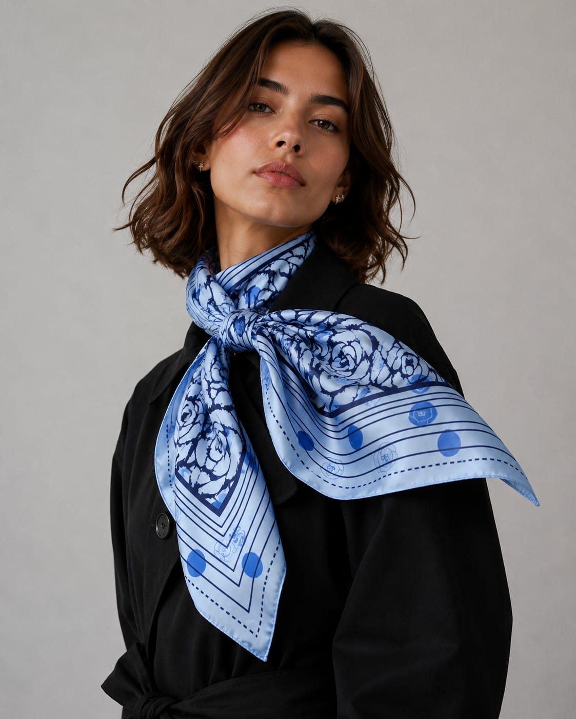 WLQS554 Rose Border Print Square Scarf - MiMi Wholesale