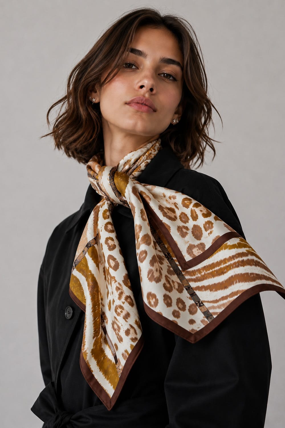 WLQS560 Animal Print Square Scarf - MiMi Wholesale