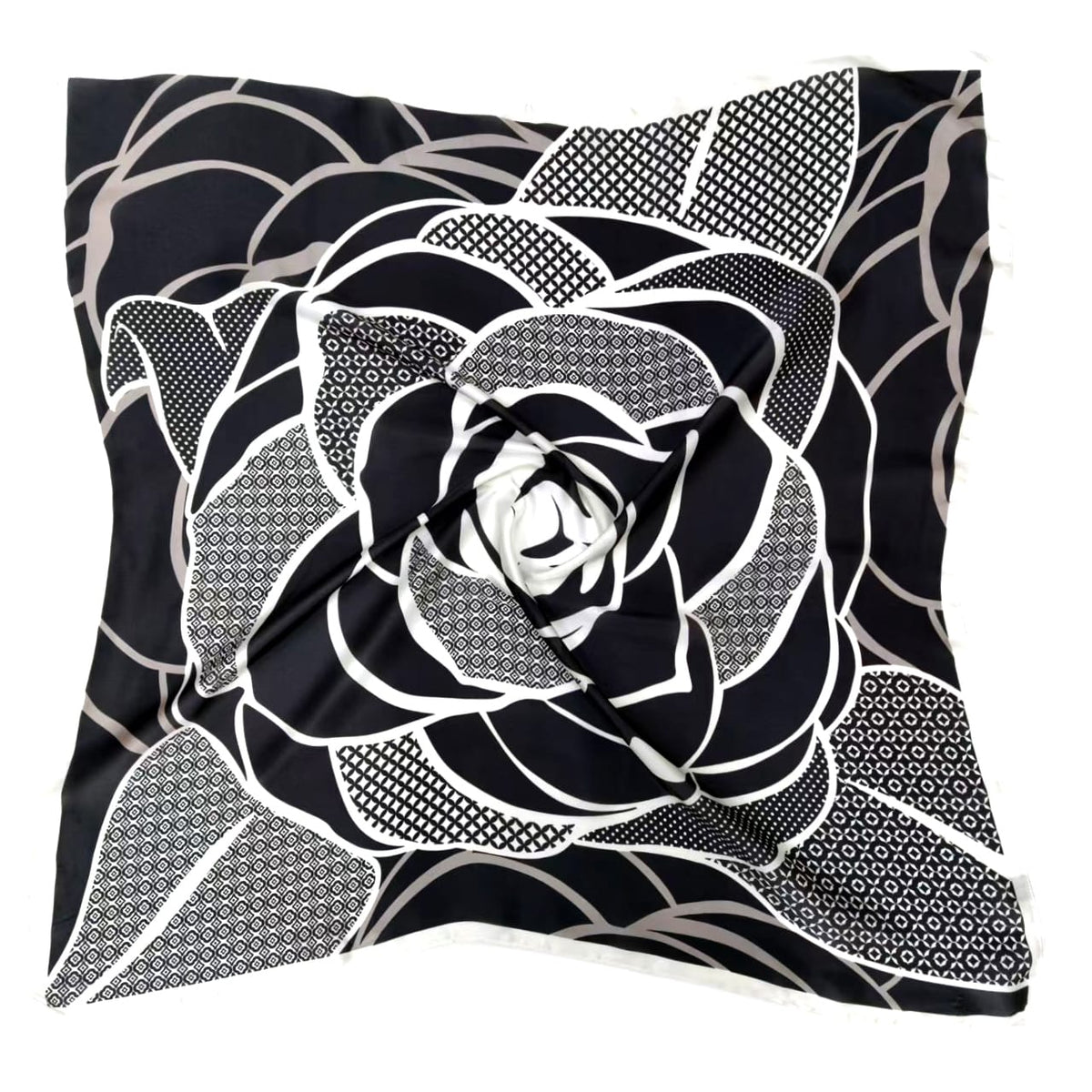 WLQS566 Giant Rose Print Square Scarf - MiMi Wholesale