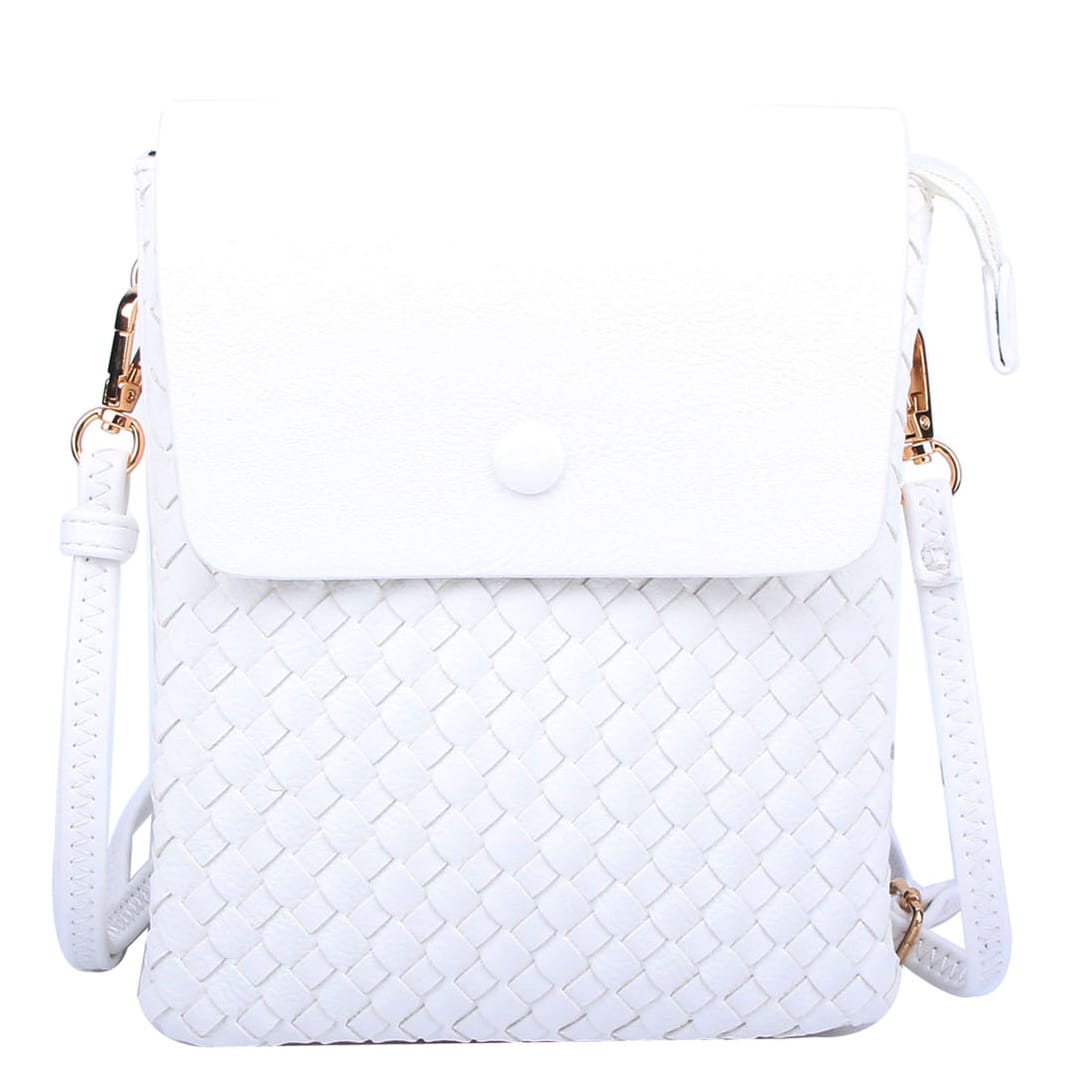 WU113 Sadie Woven Double Compartment Crossbody Bag - MiMi Wholesale