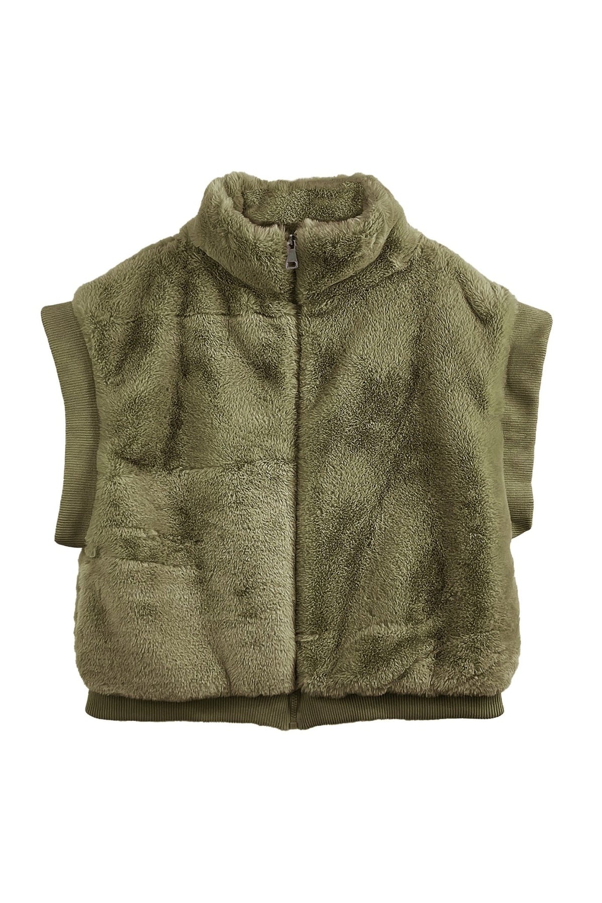 YCV420021 Antonina Oversized Faux Fur Bomber/Gilet - MiMi Wholesale