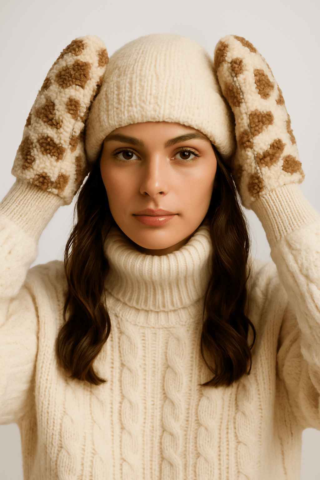 YGM120004 Leopard Teddy Pop - Top Mittens - MiMi Wholesale