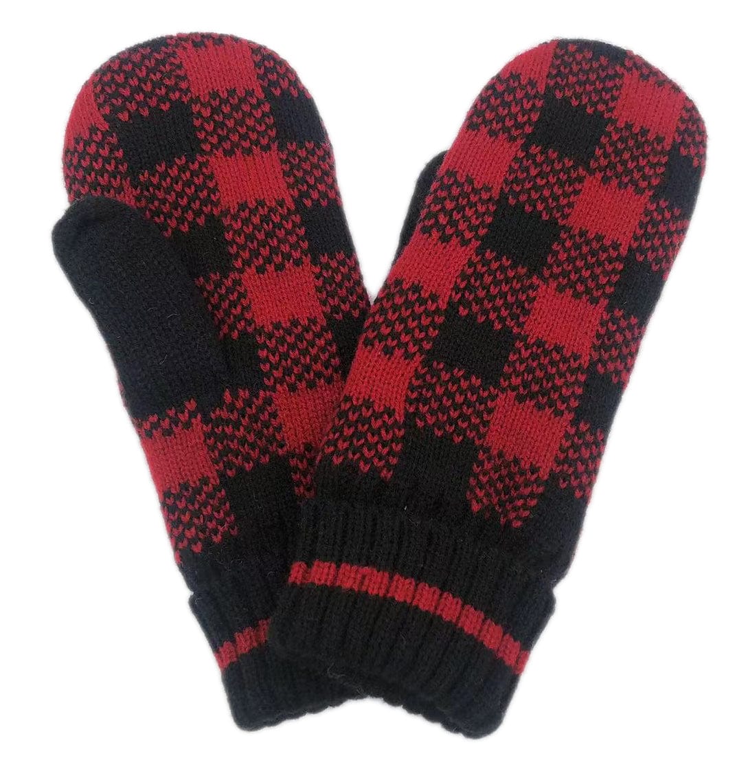 YGM220147 Buffalo Plaid Mittens - MiMi Wholesale