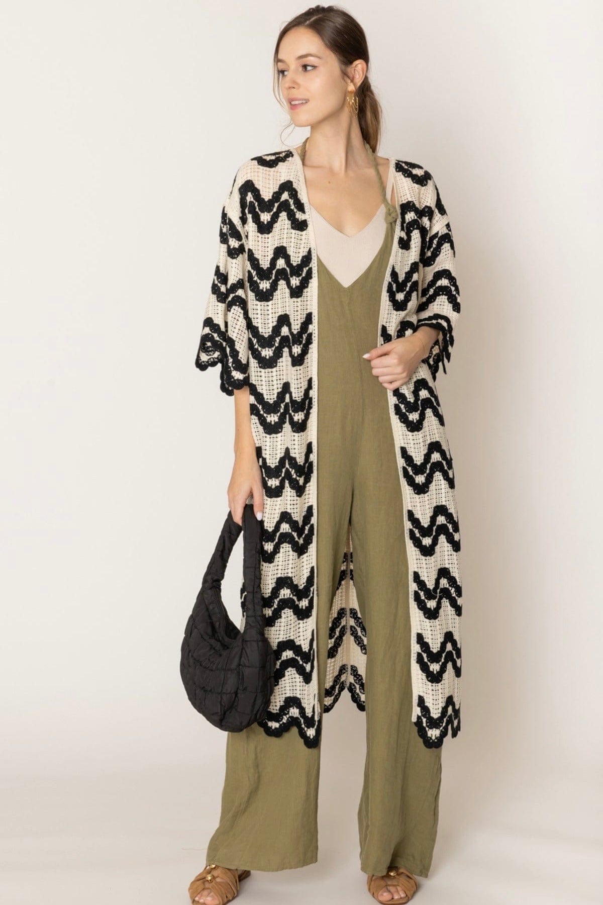 ZLC410050 Esther Wave Pattern Crochet Kimono - MiMi Wholesale