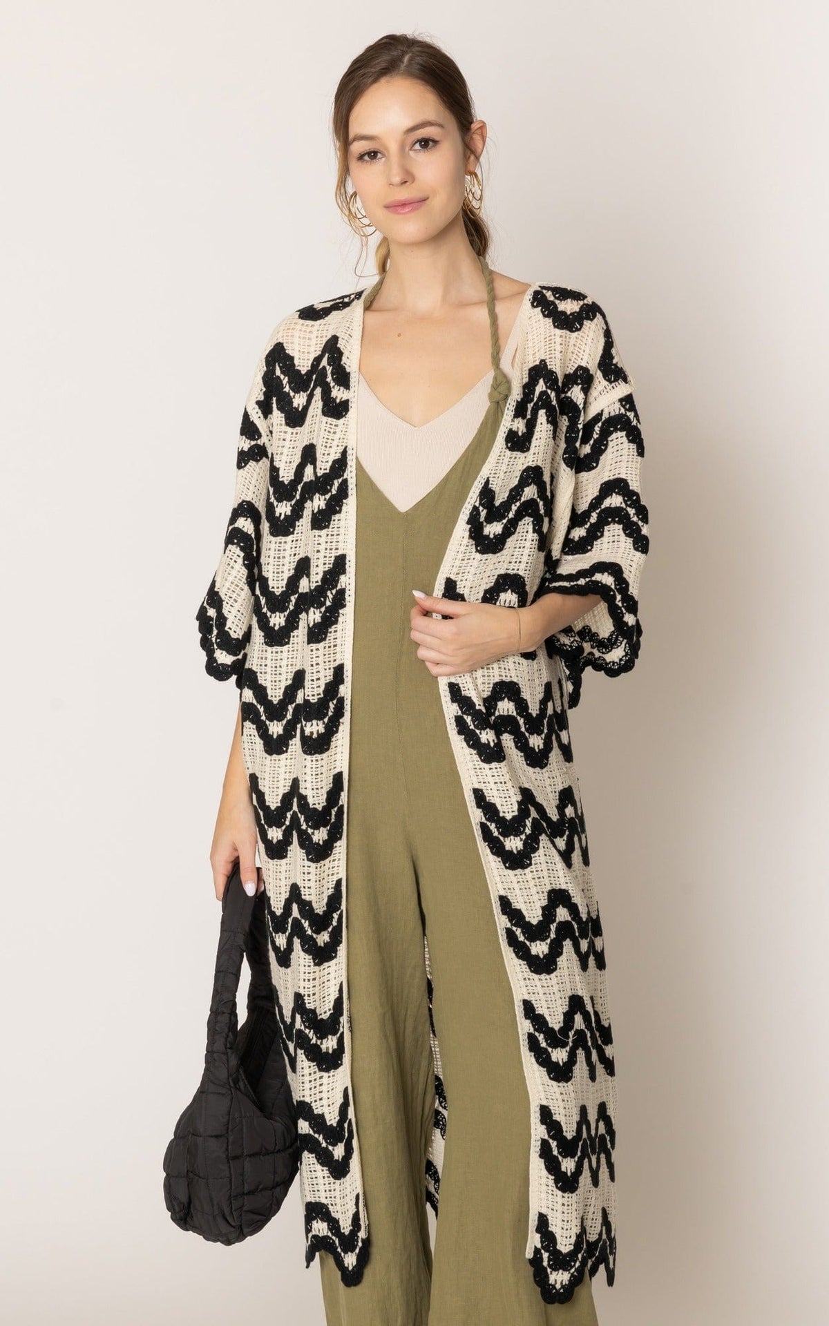 ZLC410050 Esther Wave Pattern Crochet Kimono - MiMi Wholesale