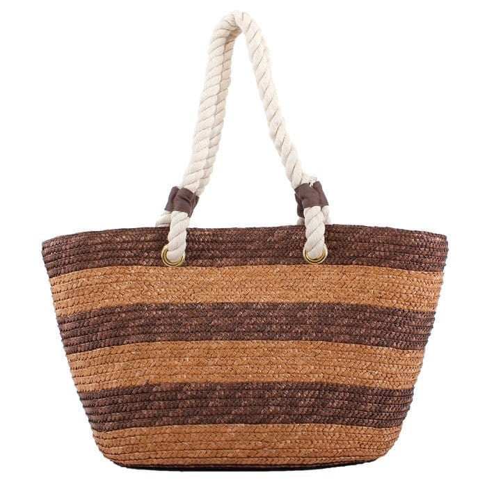 2455 Rope Handle Straw Shoulder Tote/Beach Bag - MiMi Wholesale