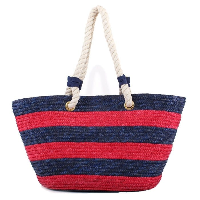 2455 Rope Handle Straw Shoulder Tote/Beach Bag - MiMi Wholesale