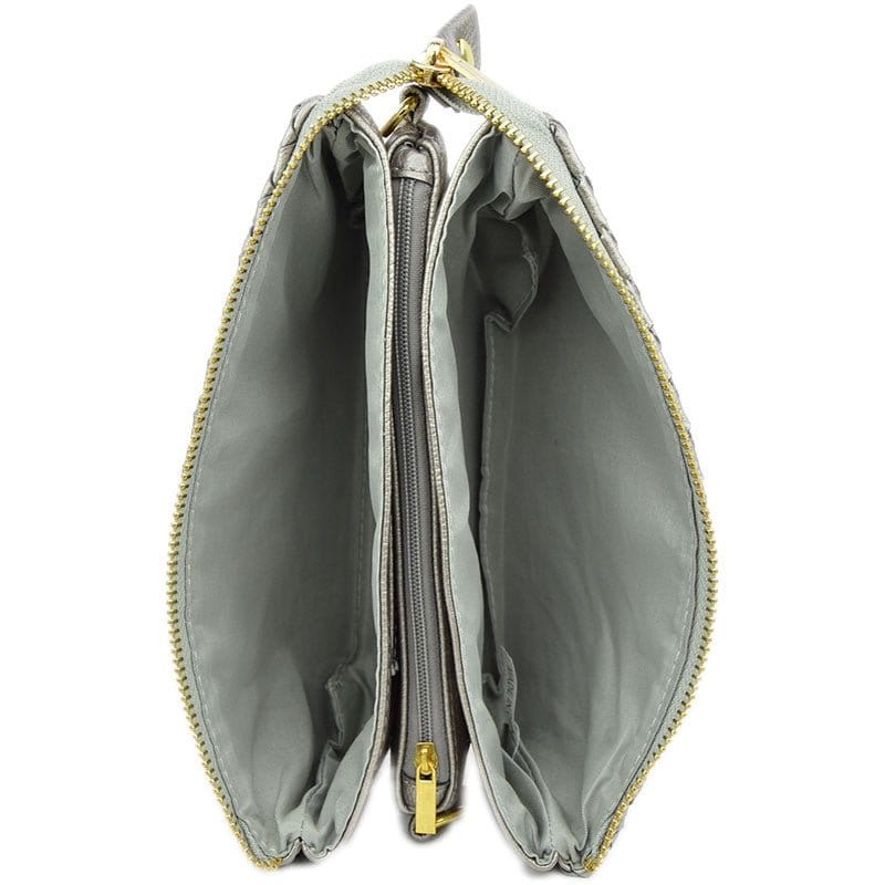 7050 Woven Three Compartment Clutch/Crossbody Bag - MiMi Wholesale