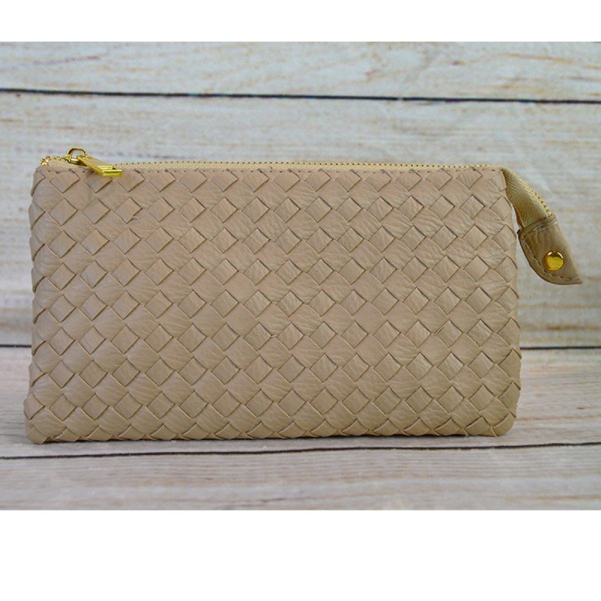 7050 Woven Three Compartment Clutch/Crossbody Bag - MiMi Wholesale