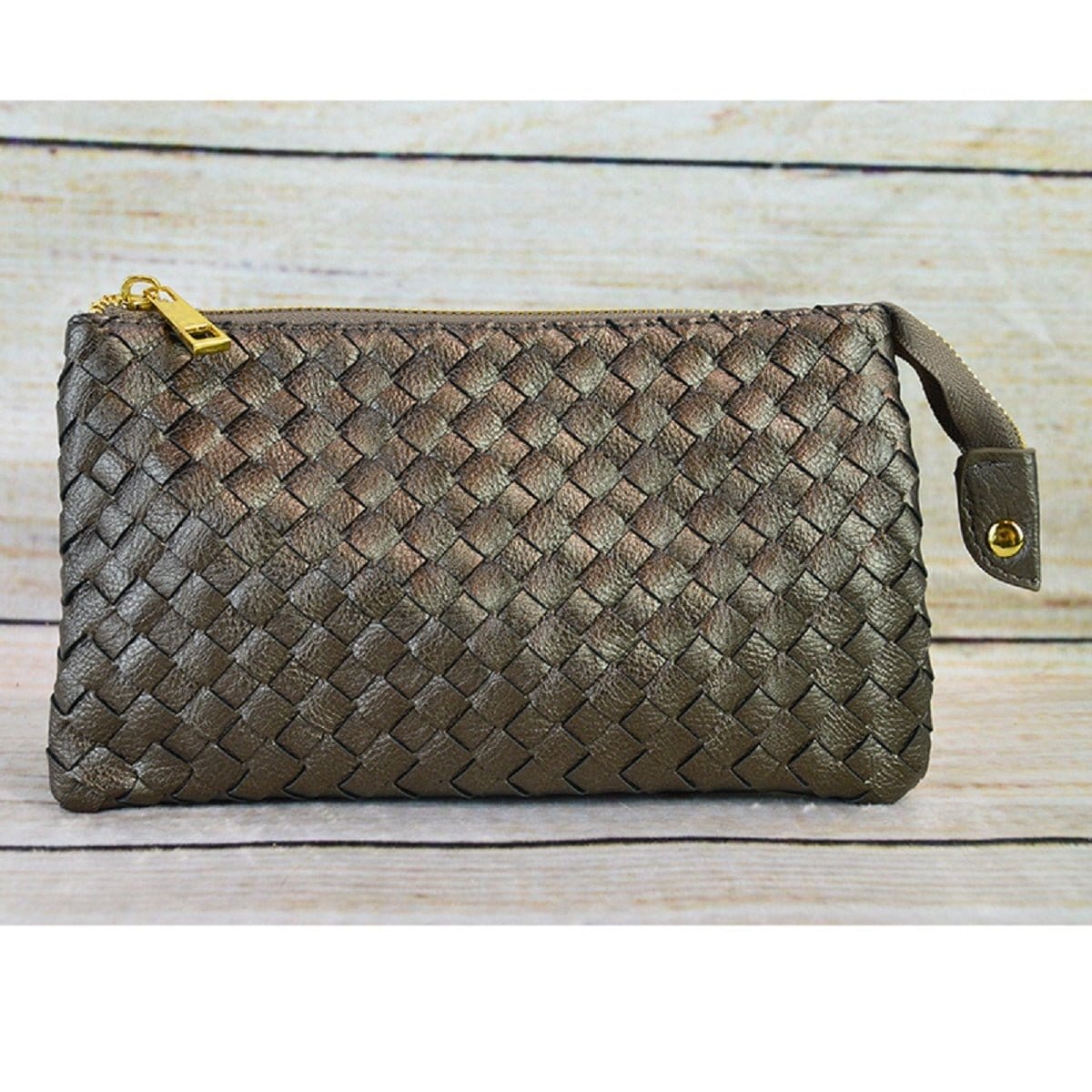 7050 Woven Three Compartment Clutch/Crossbody Bag - MiMi Wholesale