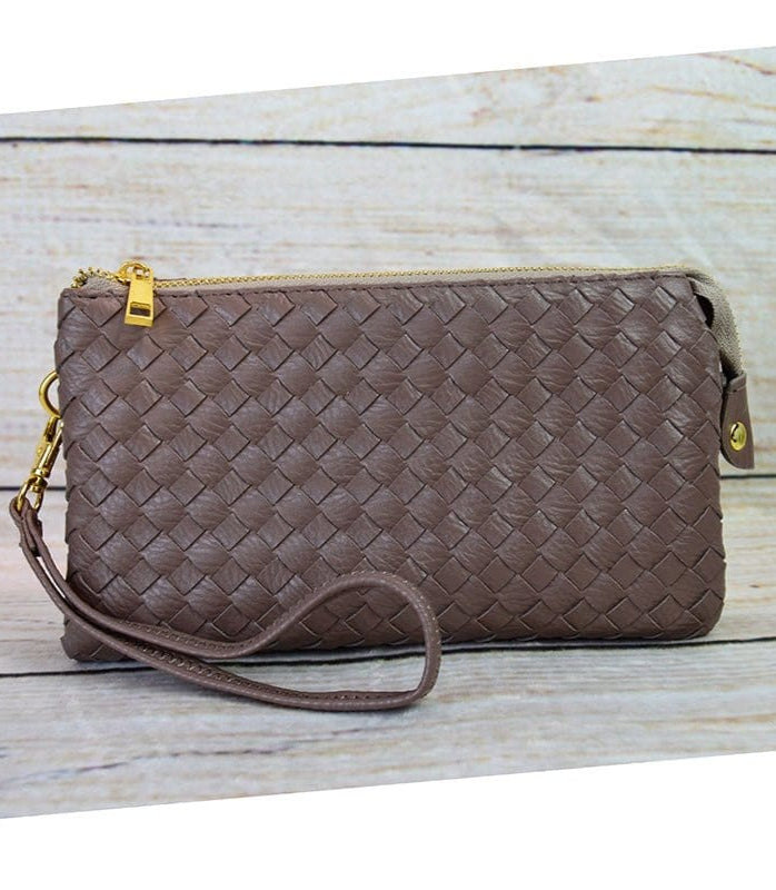 7050 Woven Three Compartment Clutch/Crossbody Bag - MiMi Wholesale