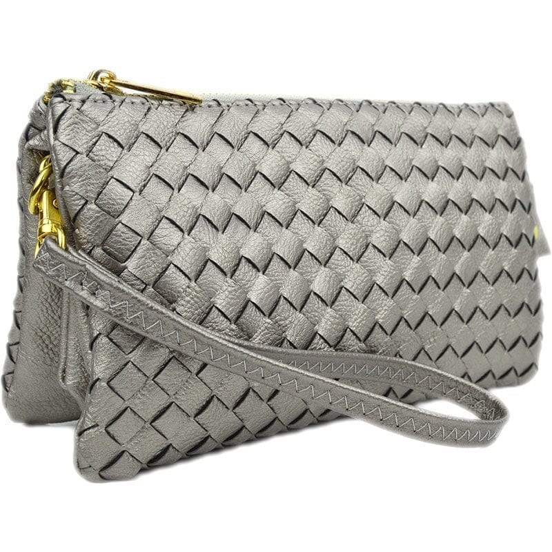 7050 Woven Three Compartment Clutch/Crossbody Bag - MiMi Wholesale