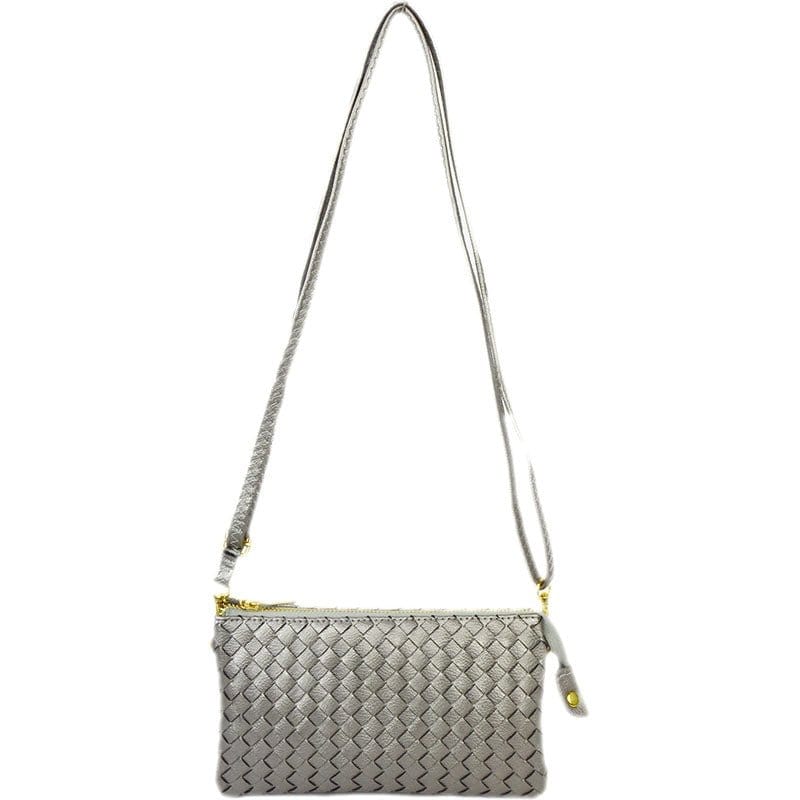 7050 Woven Three Compartment Clutch/Crossbody Bag - MiMi Wholesale