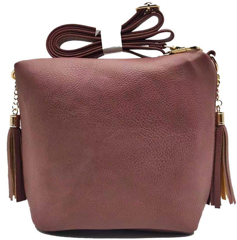 A8008 Crossbody Bag w/ 2 Side Tassel Zippers - MiMi Wholesale