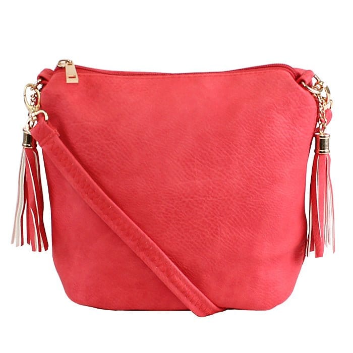 A8008 Crossbody Bag w/ 2 Side Tassel Zippers - MiMi Wholesale